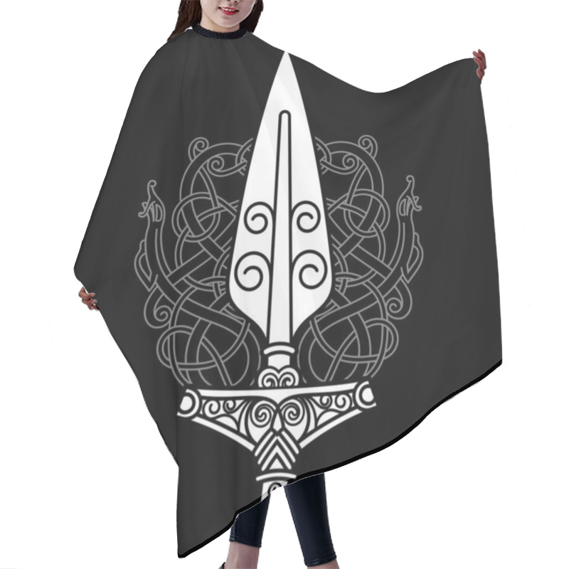 Personality  The Spear Of The God Odin - Gungnir, And Scandinavian Pattern Hair Cutting Cape