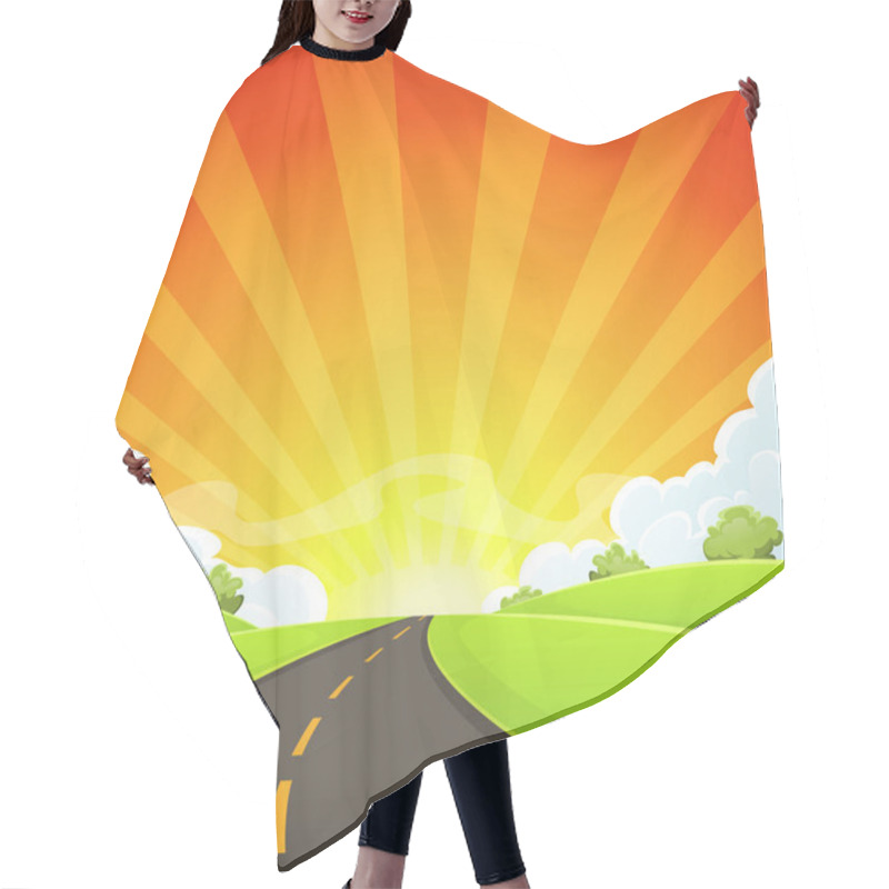 Personality  Summer Road With Shining Sun Hair Cutting Cape