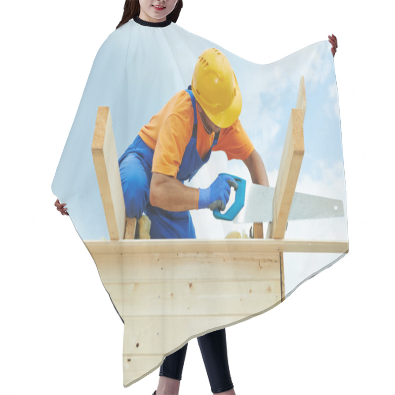 Personality  Carpenter Works With Hand Saw Hair Cutting Cape