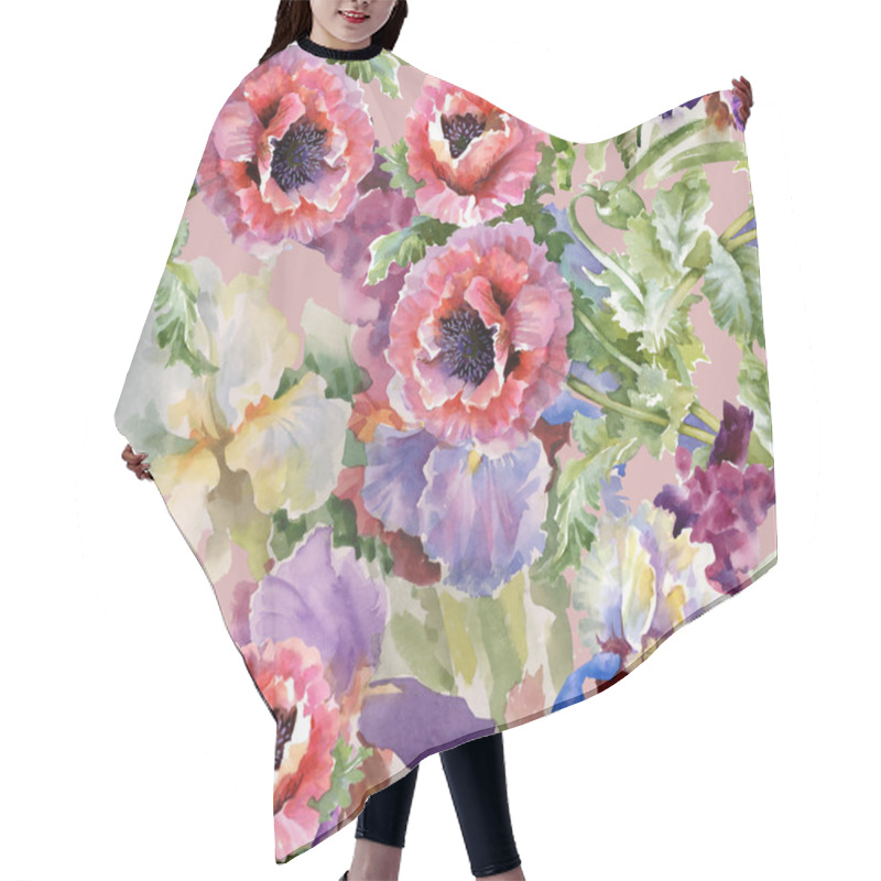 Personality  Blooming Poppy  Flowers Hair Cutting Cape