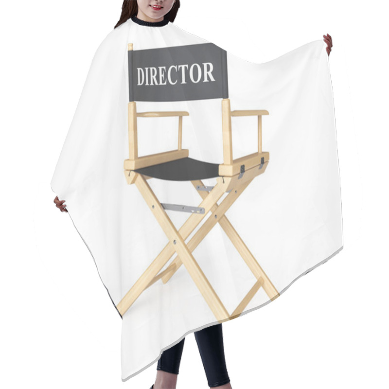 Personality  Cinema Industry Concept. Directors Chair Hair Cutting Cape