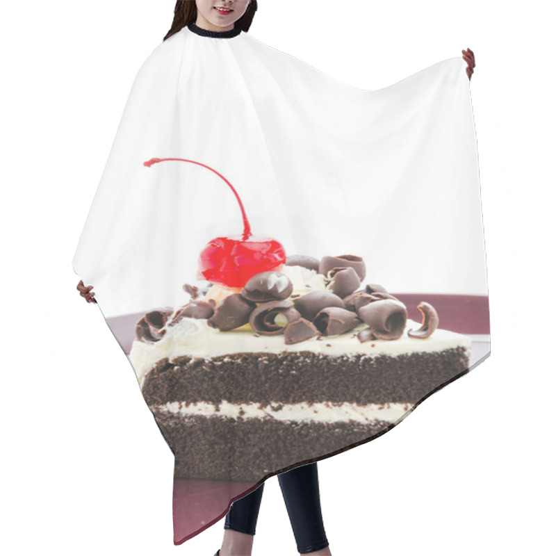 Personality  Black Forest Cake Isolated On White Background Hair Cutting Cape