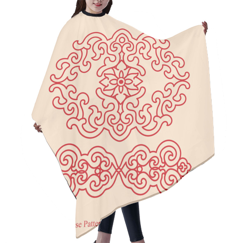 Personality  Ancient Chinese Pattern_095 Curve Round Spiral Flower Hair Cutting Cape