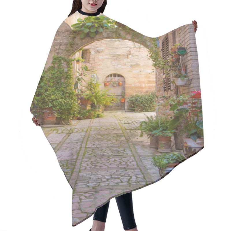 Personality  Street With Stone Arch Decorated With Plants (Spello) Hair Cutting Cape