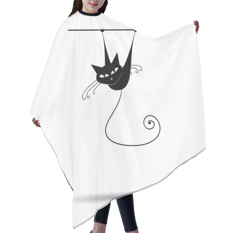 Personality  Black Cat Silhouette For Your Design Hair Cutting Cape