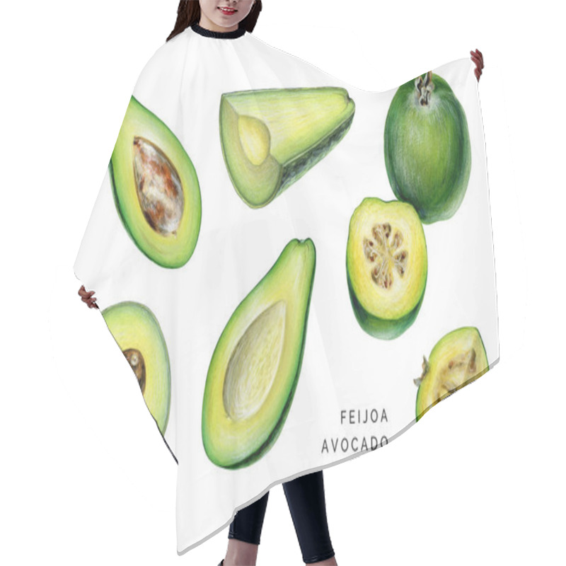 Personality  Set Of Avocado And Feijoa. Hair Cutting Cape