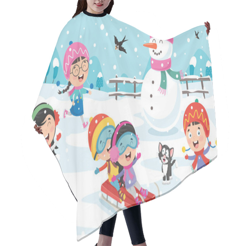 Personality  Children Playing Outside In Winter Hair Cutting Cape