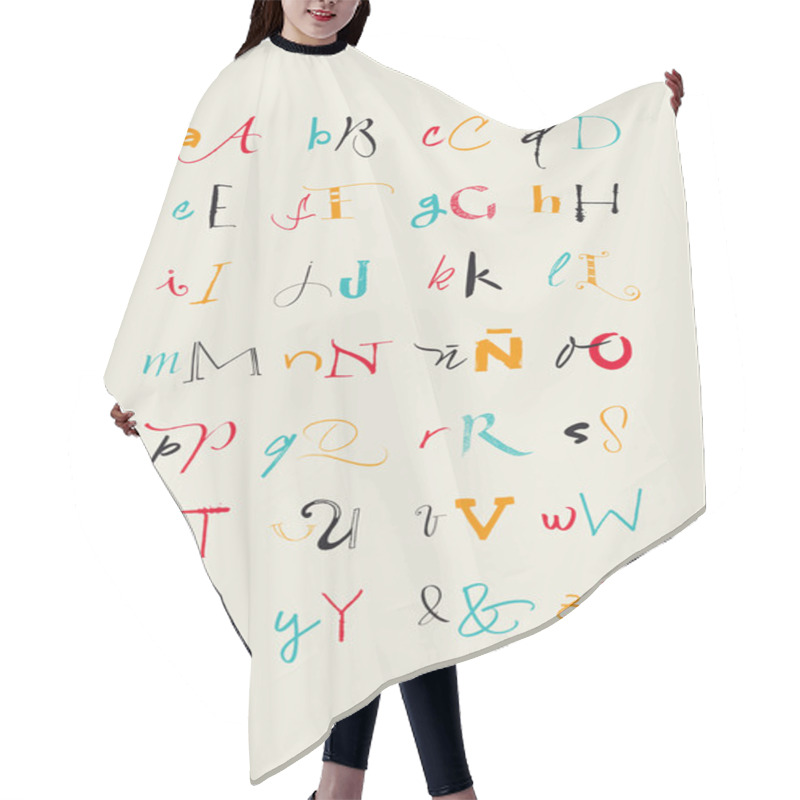 Personality  Calligraphic Hand Written Uppercase And Lowercase Alphabet Hair Cutting Cape