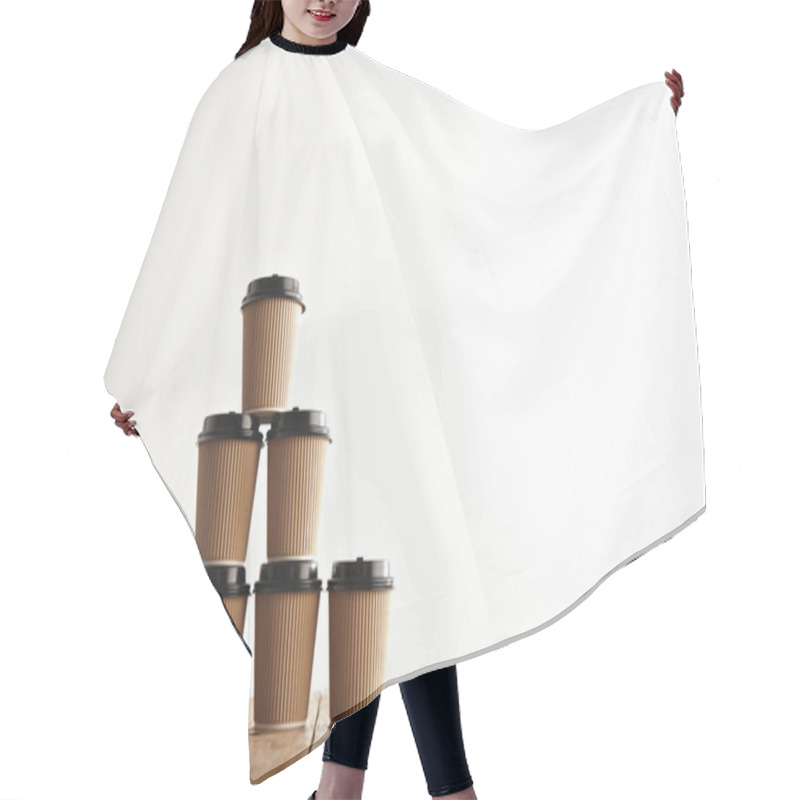 Personality  Cardboard Take Away Paper Cups In Pyramid Hair Cutting Cape