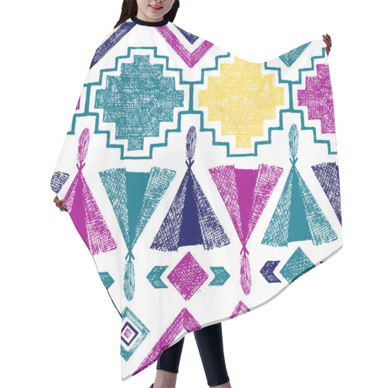 Personality  Hand Drawn Tribal Seamless Pattern Hair Cutting Cape