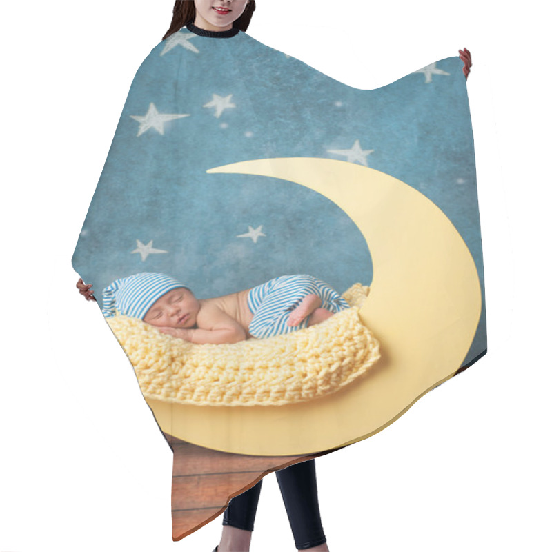 Personality  Newborn Boy Sleeping On The Moon Hair Cutting Cape