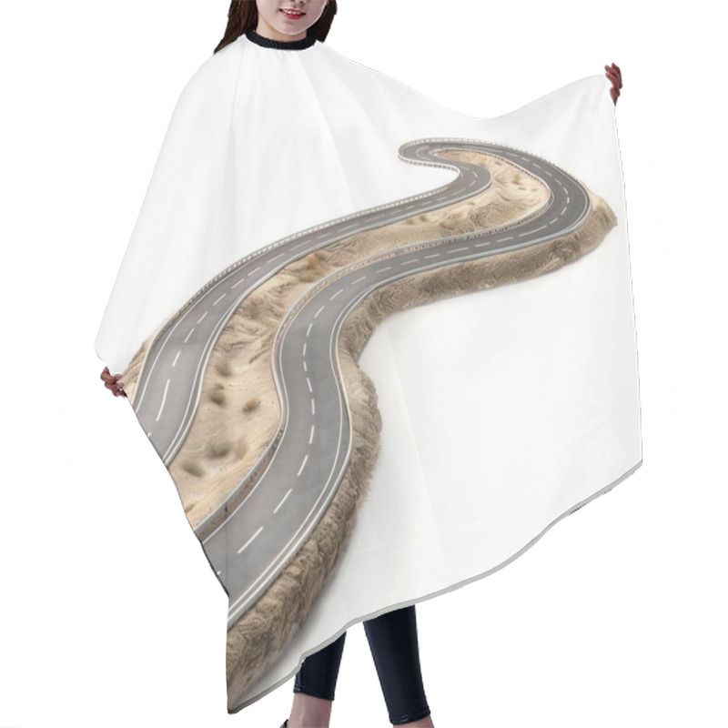 Personality  A Winding Road Through A Barren Landscape, Showcasing A Scenic And Adventurous Route. Hair Cutting Cape