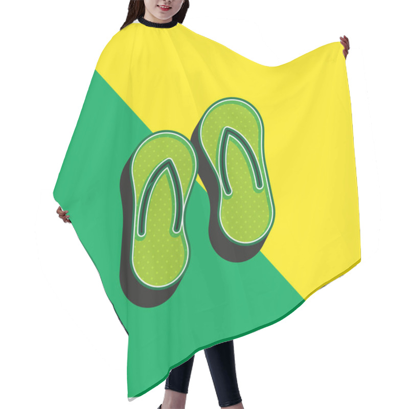 Personality  Beach Slippers Green And Yellow Modern 3d Vector Icon Logo Hair Cutting Cape