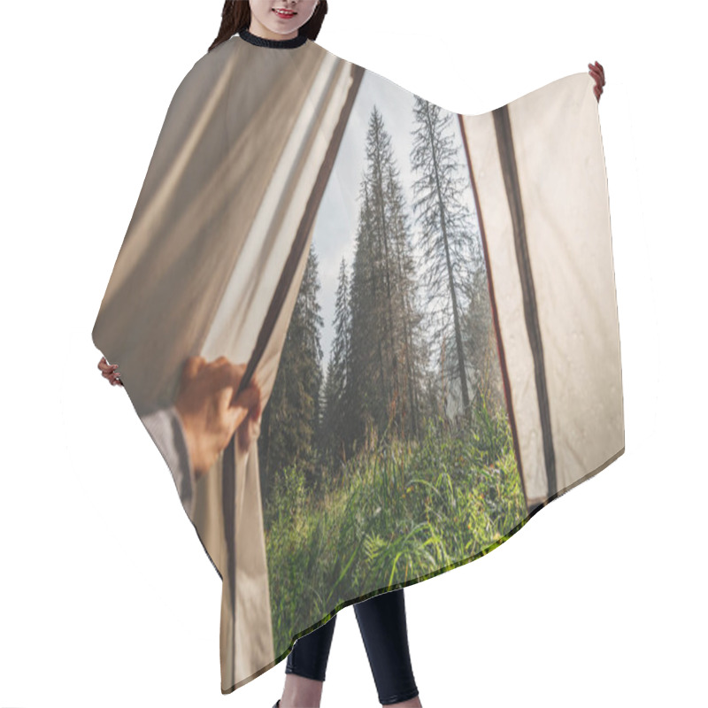 Personality  View From A Tourist Tent On A Hike, Outdoor Recreation, Morning On A Hike Hair Cutting Cape