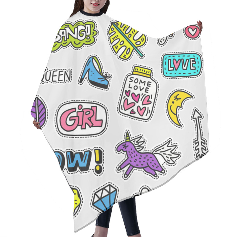 Personality  Vector Patch Collection Hair Cutting Cape