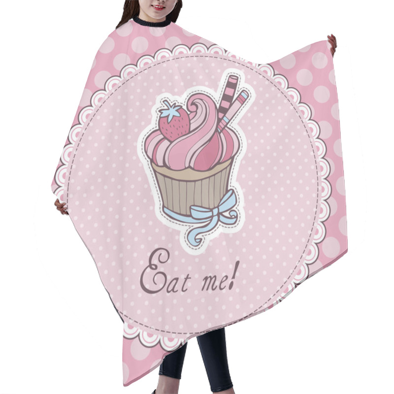 Personality  Sweet Cupcake With Polka Dots Hair Cutting Cape