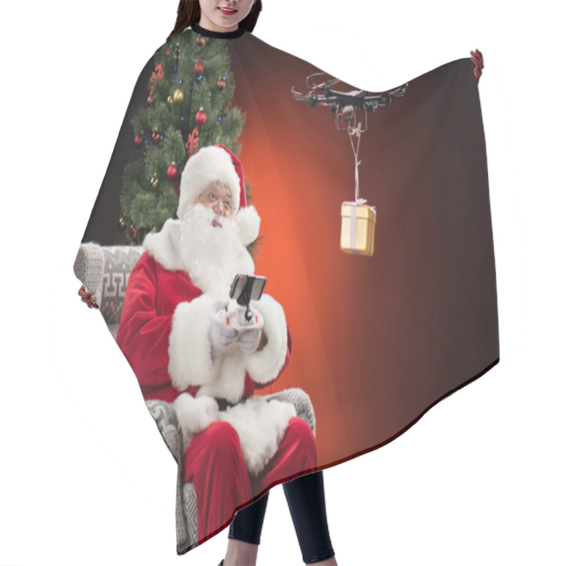 Personality  Santa Claus Using Drone Hair Cutting Cape