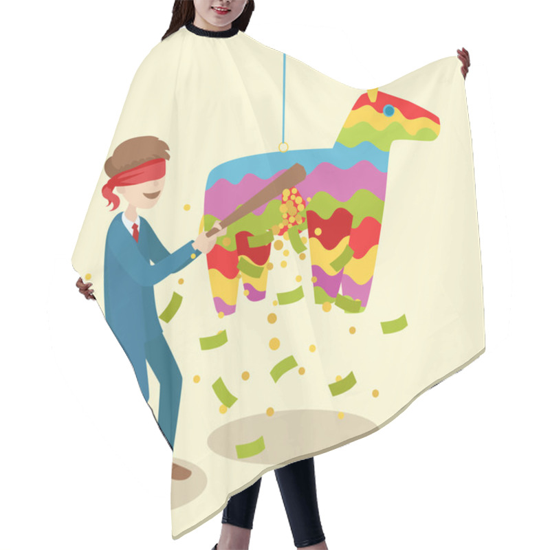 Personality  Businessman Breaks The Pinata Cartoon Vector Hair Cutting Cape