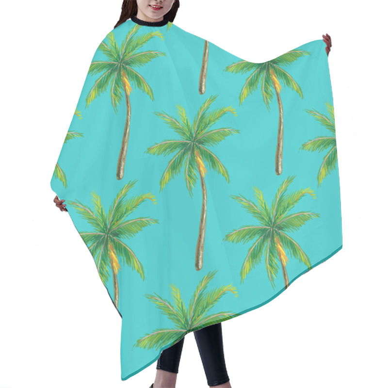 Personality  Seamless Pattern With Palm Trees Hair Cutting Cape