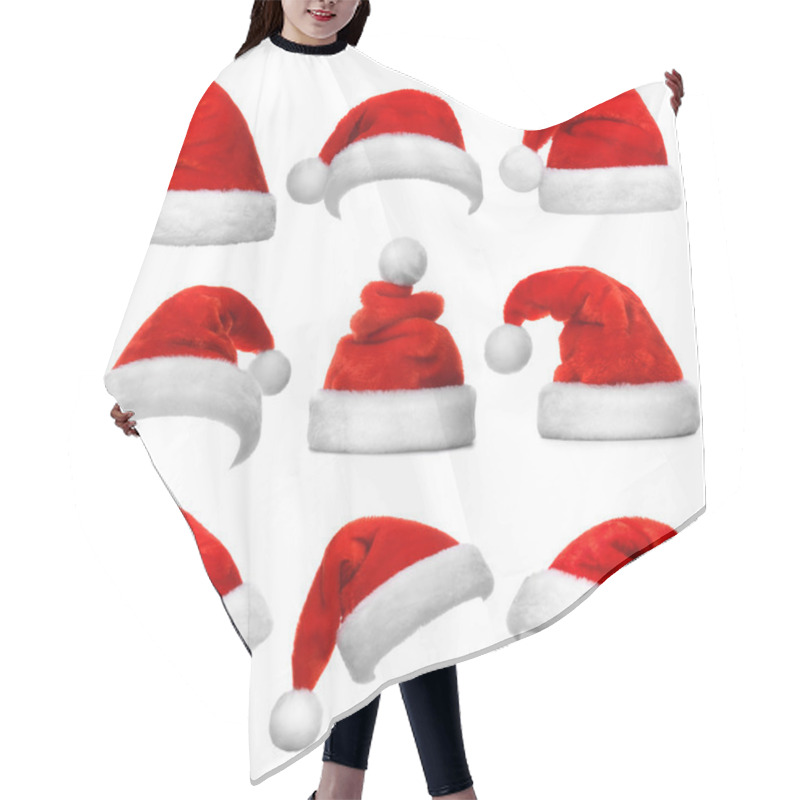 Personality  Set Of Red Santa Hats Hair Cutting Cape