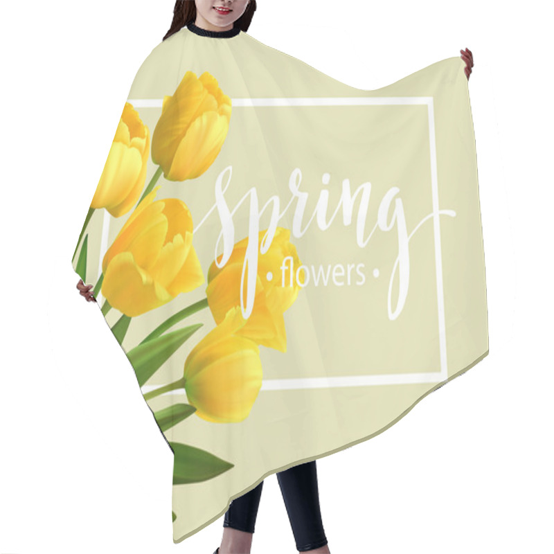 Personality  Spring Text With  Tulip Flower. Vector Illustration Hair Cutting Cape