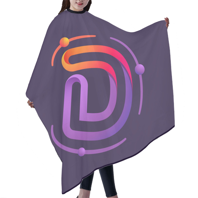 Personality  D Letter With Atom Orbits Hair Cutting Cape