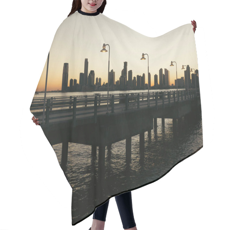 Personality  Lanterns On Bridge Above Hudson River In New York City Hair Cutting Cape