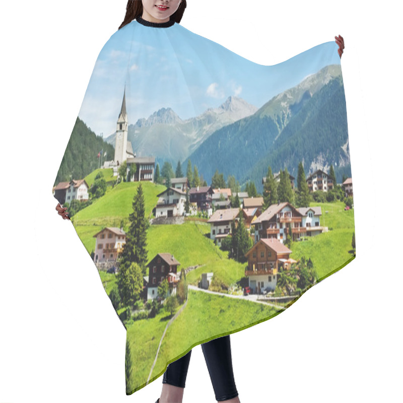 Personality  Village And Chapel In Swiss Alps Hair Cutting Cape