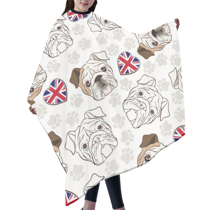 Personality  Pattern With Bulldog, Traces And Hearts Hair Cutting Cape