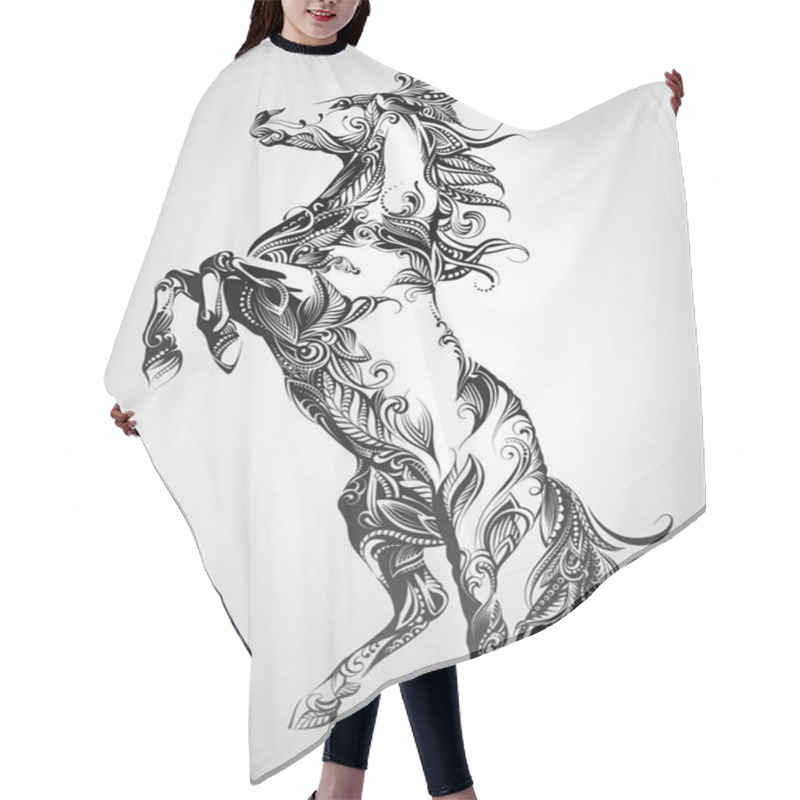 Personality  Silhouette Of A Horse In Ornament Hair Cutting Cape