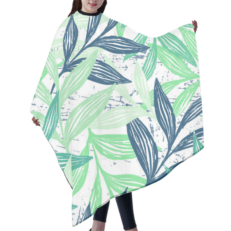 Personality  Ink Hand Drawn Botanical Seamless Pattern With Plant Leaves Hair Cutting Cape