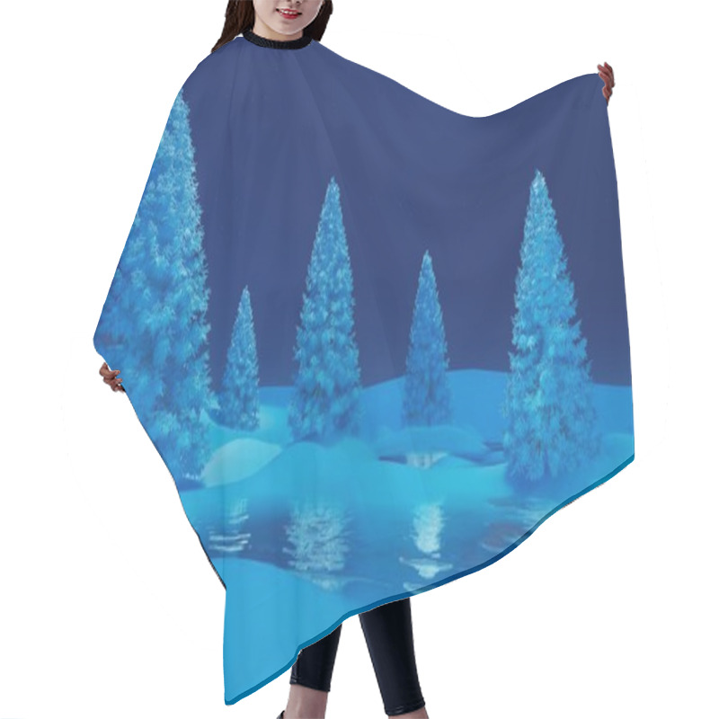 Personality  Winter Night Landscape With Firs And Frozen Lake Hair Cutting Cape