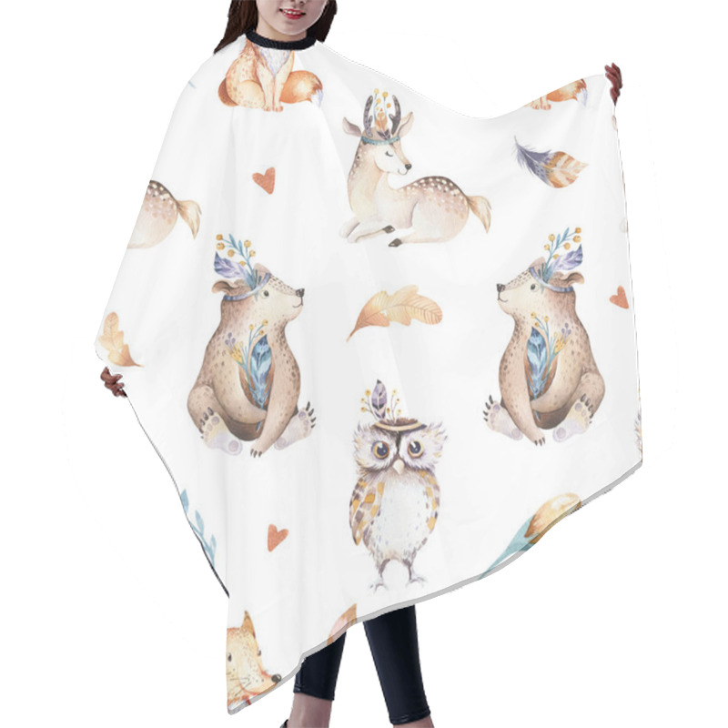 Personality  Baby Animals Nursery Isolated Seamless Pattern For Children Hair Cutting Cape