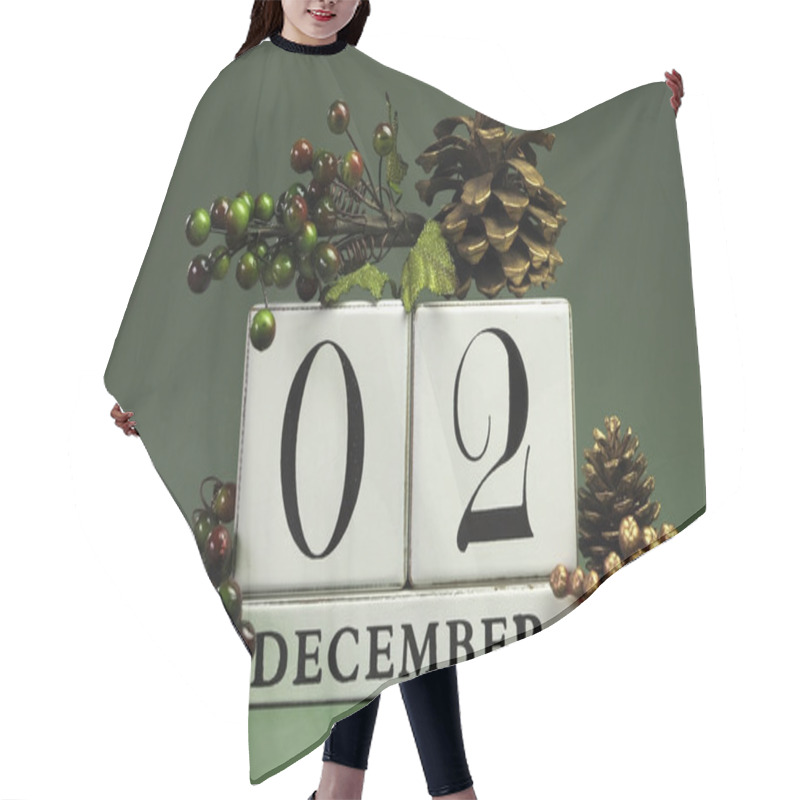 Personality  December Seasonal Save The Date Calendar Hair Cutting Cape