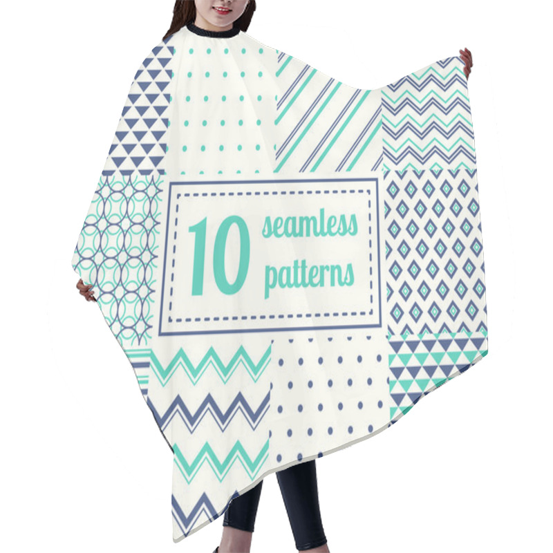 Personality  Set Of Ten Seamless Patterns. Hair Cutting Cape