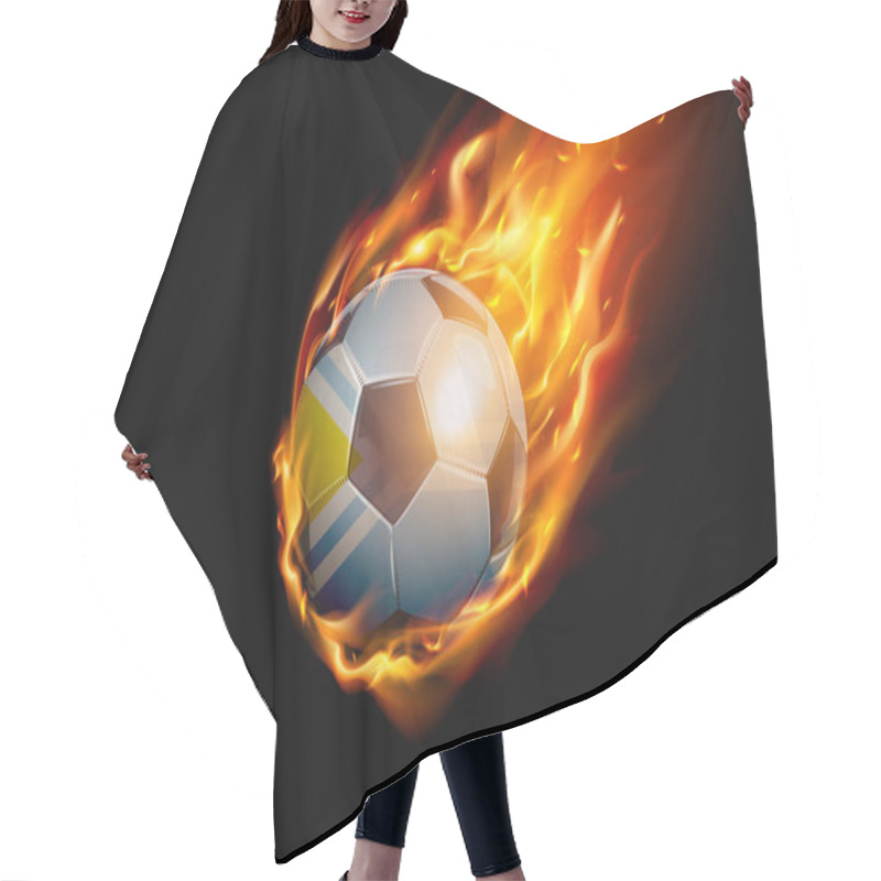 Personality  Tuva Flag With Fire Football Realistic Design Isolated On Black Background. Vector Illustration Hair Cutting Cape