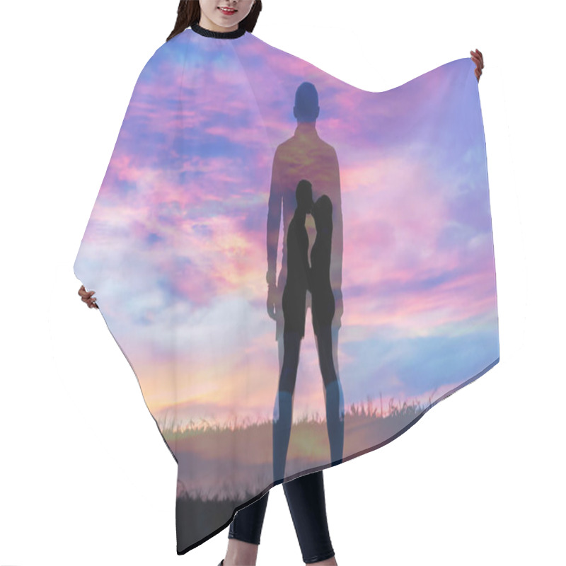 Personality  Silhouette Man On Grass With Sunset Background Hair Cutting Cape