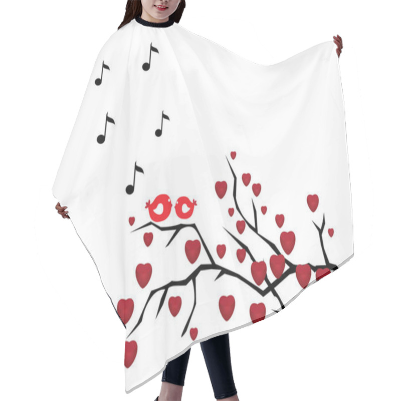 Personality  Music Notes With Red Hearts-shaped Leaves. Hair Cutting Cape