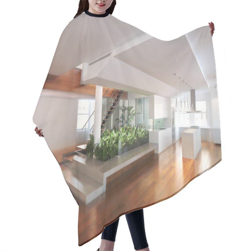 Personality  Empty Room Of Residence With An Atrium Center Hair Cutting Cape