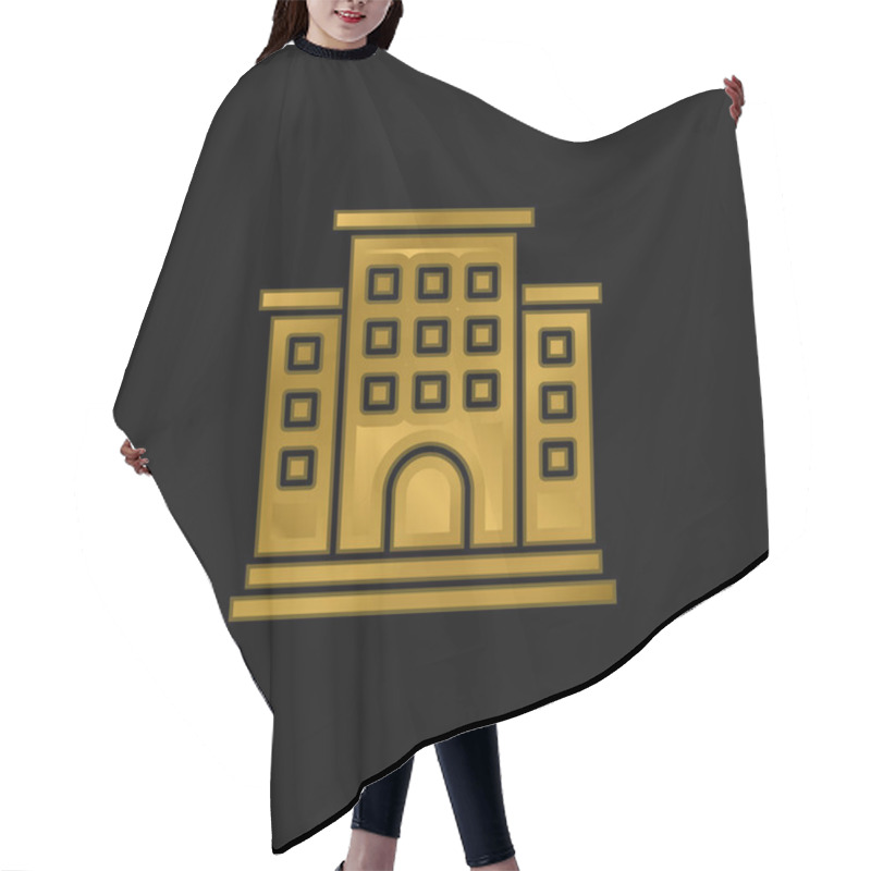 Personality  Apartment Gold Plated Metalic Icon Or Logo Vector Hair Cutting Cape