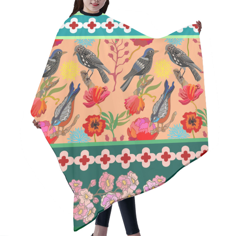 Personality  Japanese Garden. Seamless Oriental Pattern With Victorian Motifs. Hair Cutting Cape