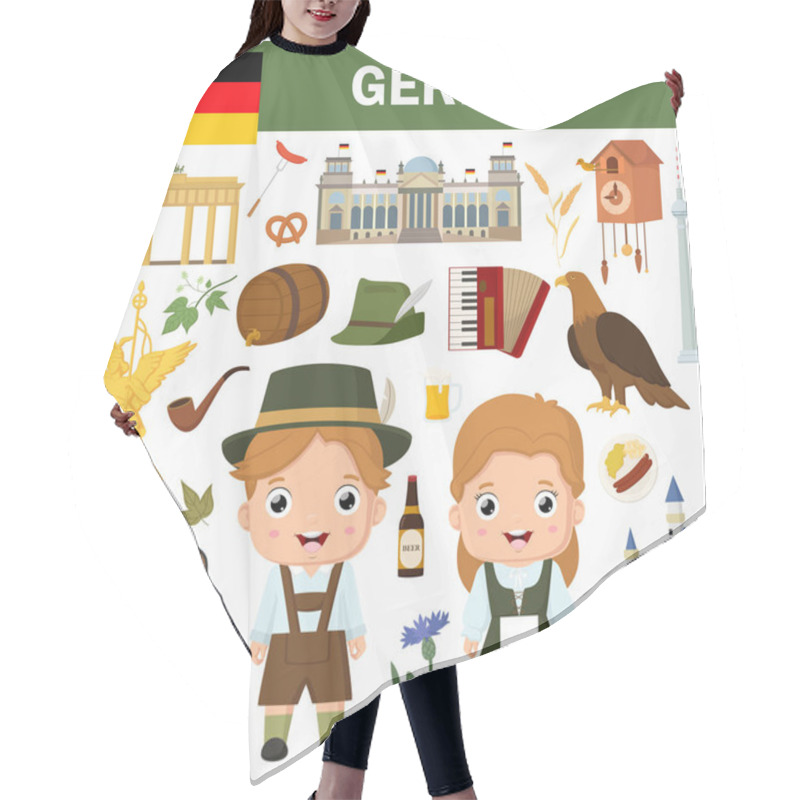 Personality  Vector Illustration Of Set Of Germany Famous Landmarks Hair Cutting Cape