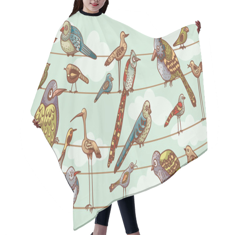 Personality  Funny Cartoon Birds. Set. Hair Cutting Cape