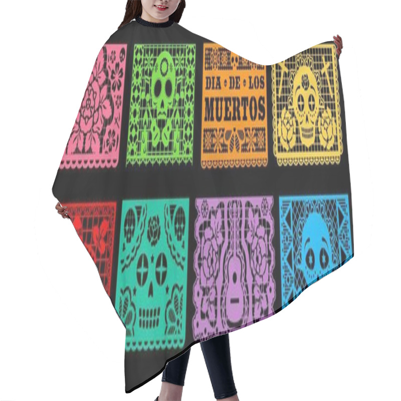 Personality  Dia De Los Muertos Papel Picado, Mexican Holiday Hair Cutting Cape