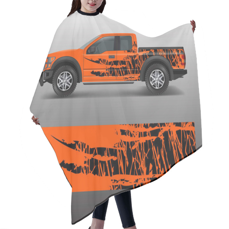 Personality  Pickup Truck Graphic Vector. Abstract Shape With Grunge Design For Vehicle Vinyl Wrap Hair Cutting Cape