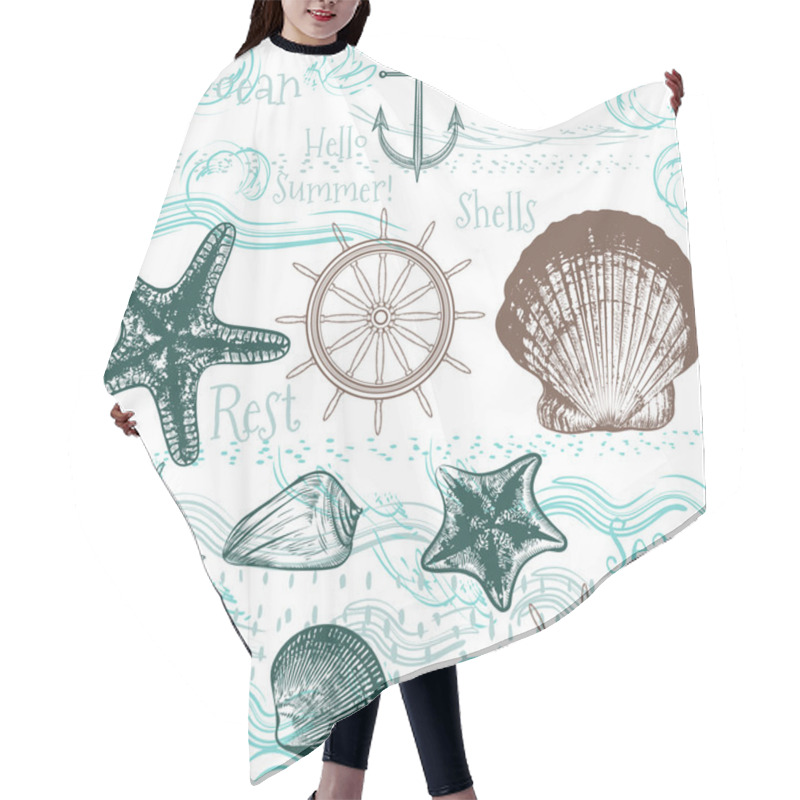 Personality  Seamless Wallpaper Pattern With Sea Animals Hair Cutting Cape