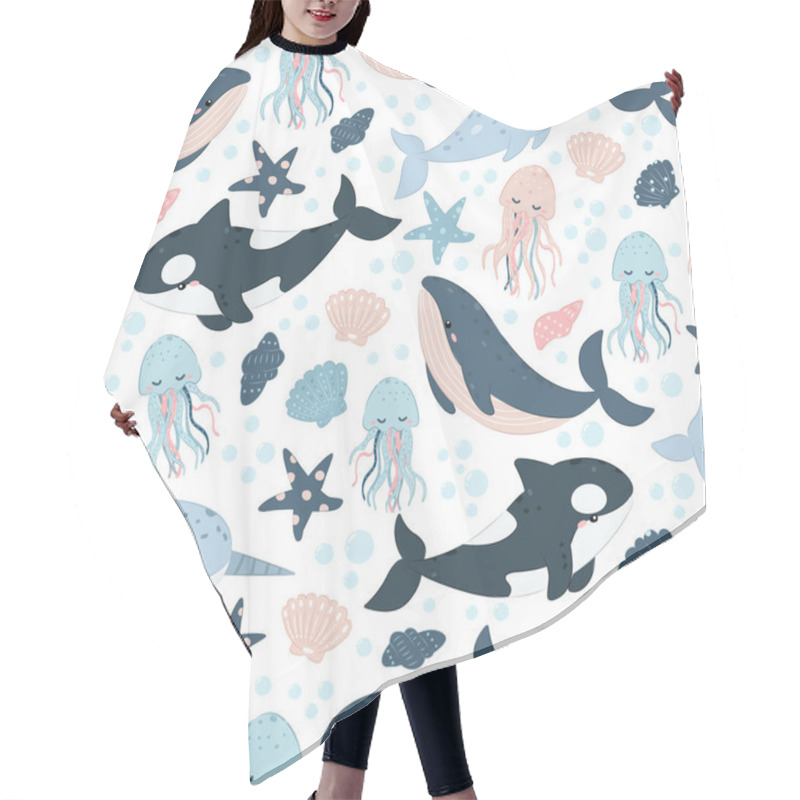 Personality  Animals Repeat Pattern. Nursery Art Background. Children's Fabric Pattern Design Hair Cutting Cape