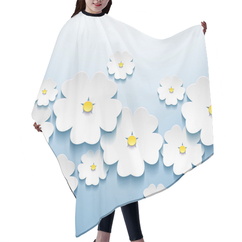 Personality  Beautiful Abstract Floral Background With 3d Flowers Sakura Hair Cutting Cape