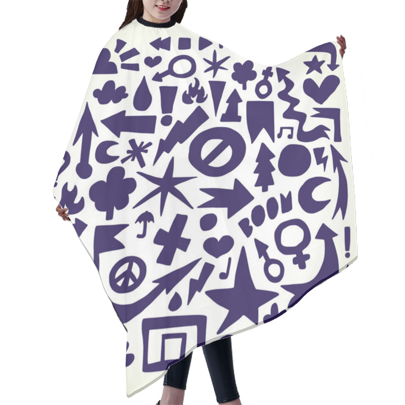 Personality  Hand Drawn Doodle Vector Objects Hair Cutting Cape