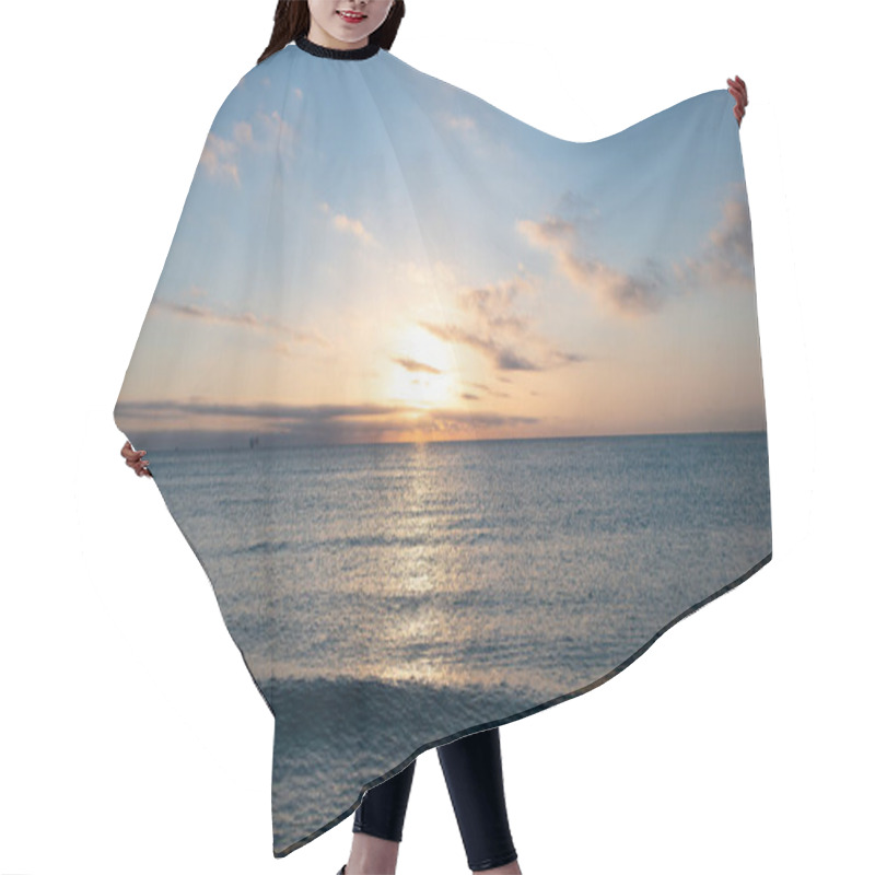 Personality  Beautiful Evening Seascape With Sea Water On The Summer Beach. Hair Cutting Cape